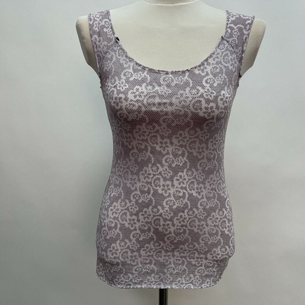 Licorice Women's Top Small White Purple Sleeveless‎